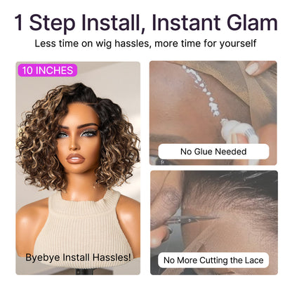 🔥LIMITED TIME OFFER 🔥Ready-to-Wear Glueless Curly Bob Wig