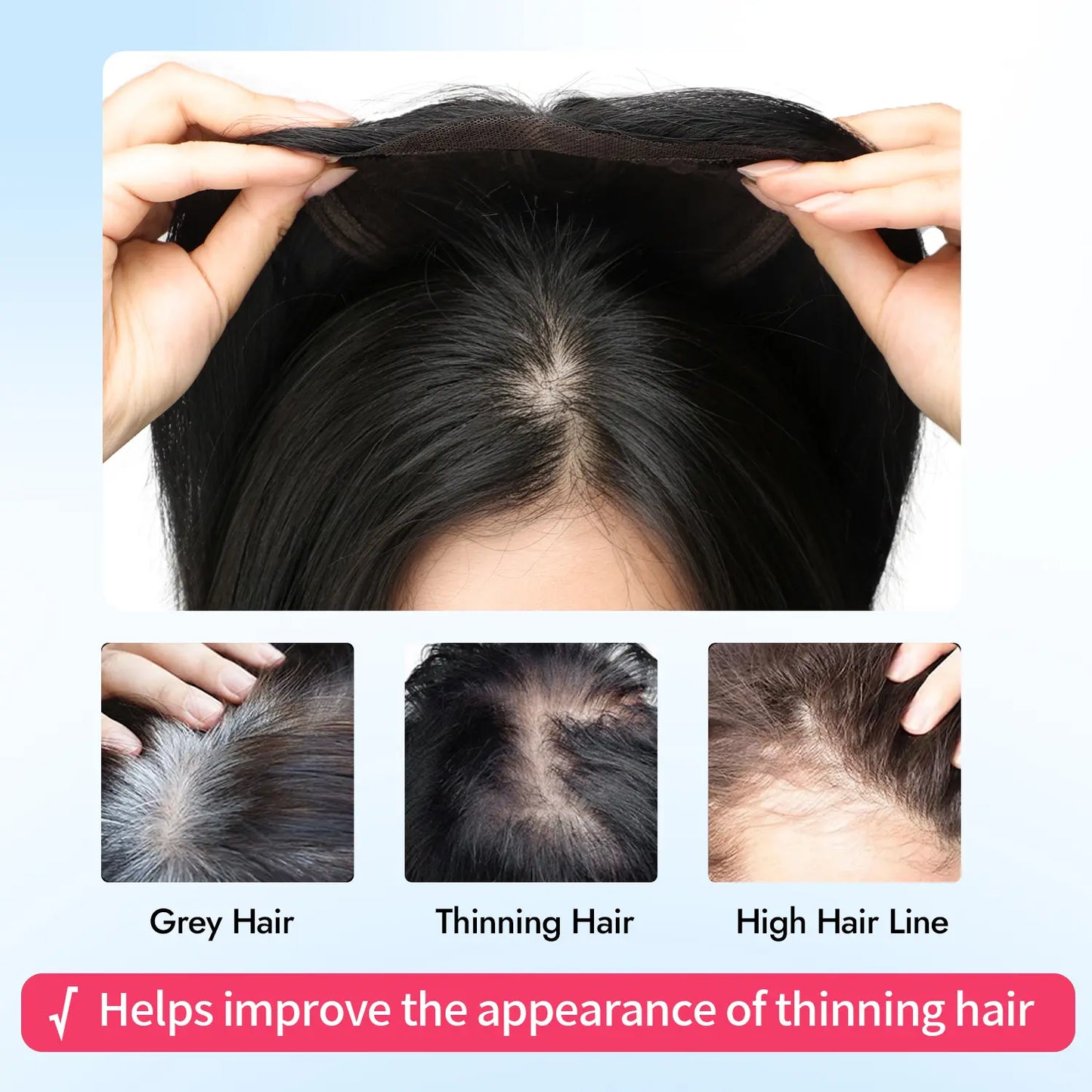 "Human Hair Topper — Lightweight Layered"