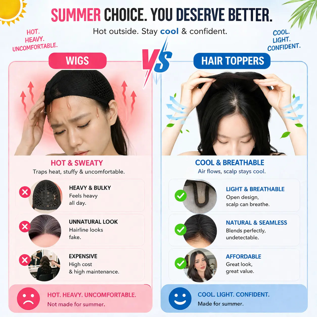 "Human Hair Topper — Lightweight Layered"