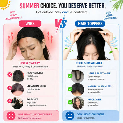"Human Hair Topper — Lightweight Layered"