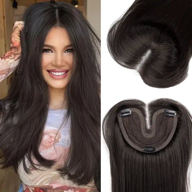 "Human Hair Topper — Lightweight Layered"