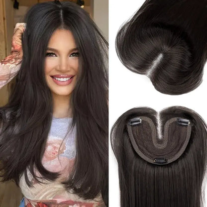 "Human Hair Topper — Lightweight Layered"