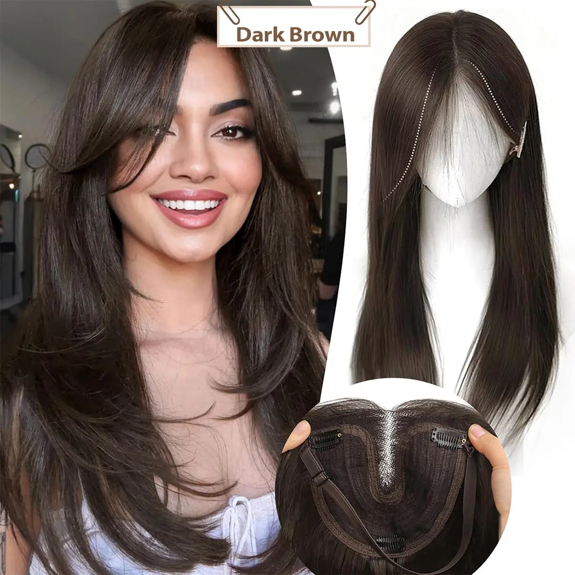 "Human Hair Topper — Lightweight Layered"