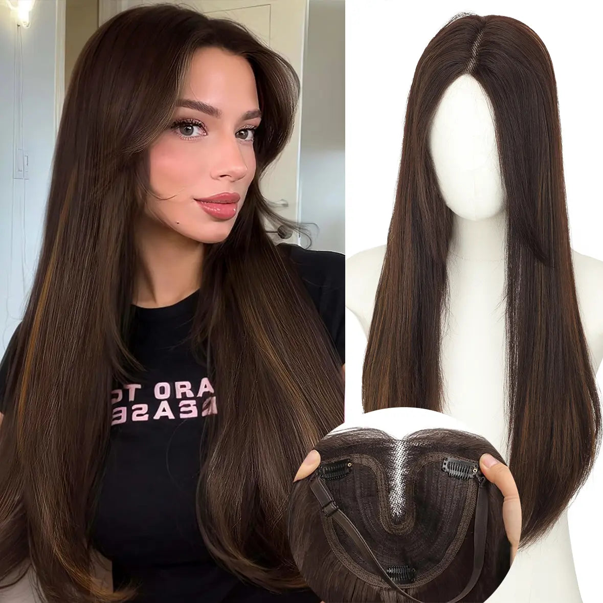 "Human Hair Topper — Lightweight Layered"