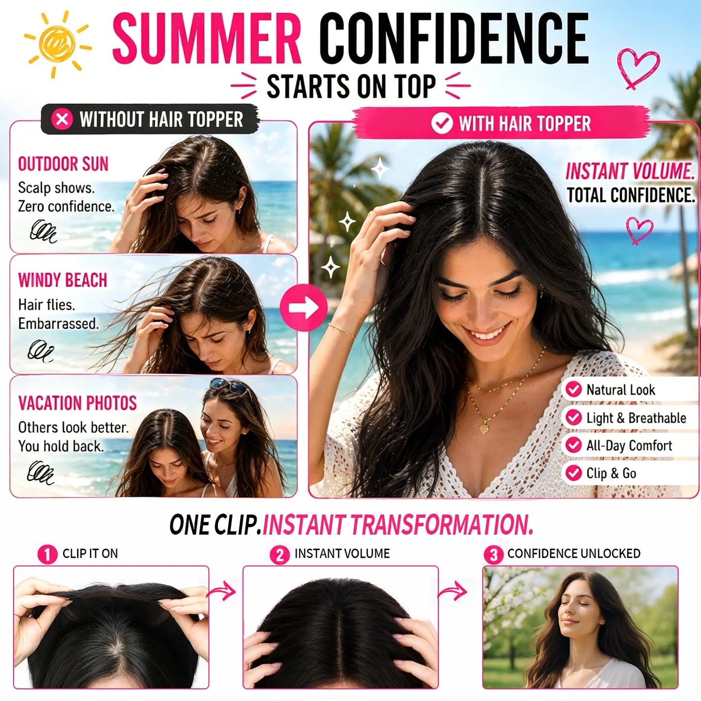 "Human Hair Topper — Lightweight Layered"