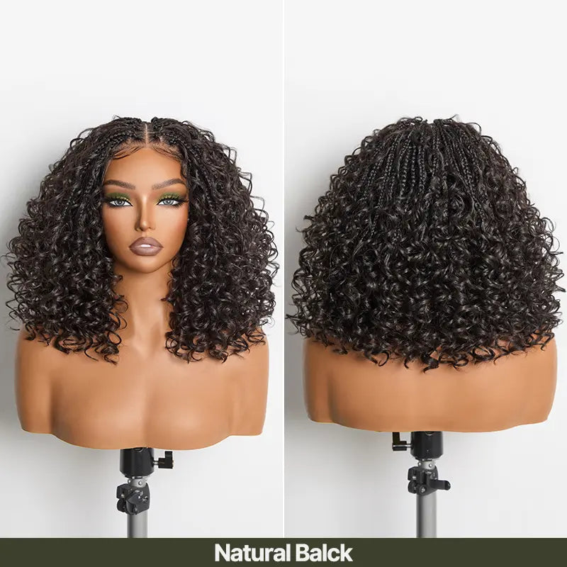 13x6 HD Lace Wig Glueless Wear & Go 12” Boho Braids Water Wave Pre-Cut Lace Wig – Premium Fiber, Beginner Friendly