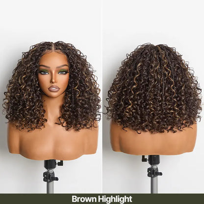 13x6 HD Lace Wig Glueless Wear & Go 12” Boho Braids Water Wave Pre-Cut Lace Wig – Premium Fiber, Beginner Friendly