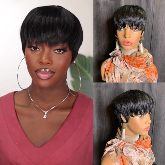 Glueless Short Wig Pixie Cut Wig Straight Hair