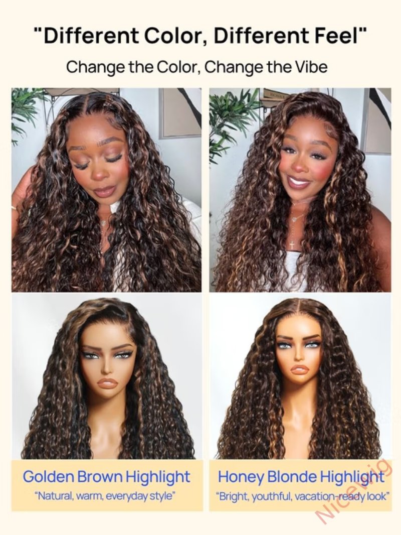 Glueless Black Mixed Brown Brazilian Curly Wig