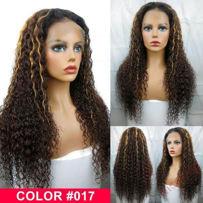Glueless Black Mixed Brown Brazilian Curly Wig